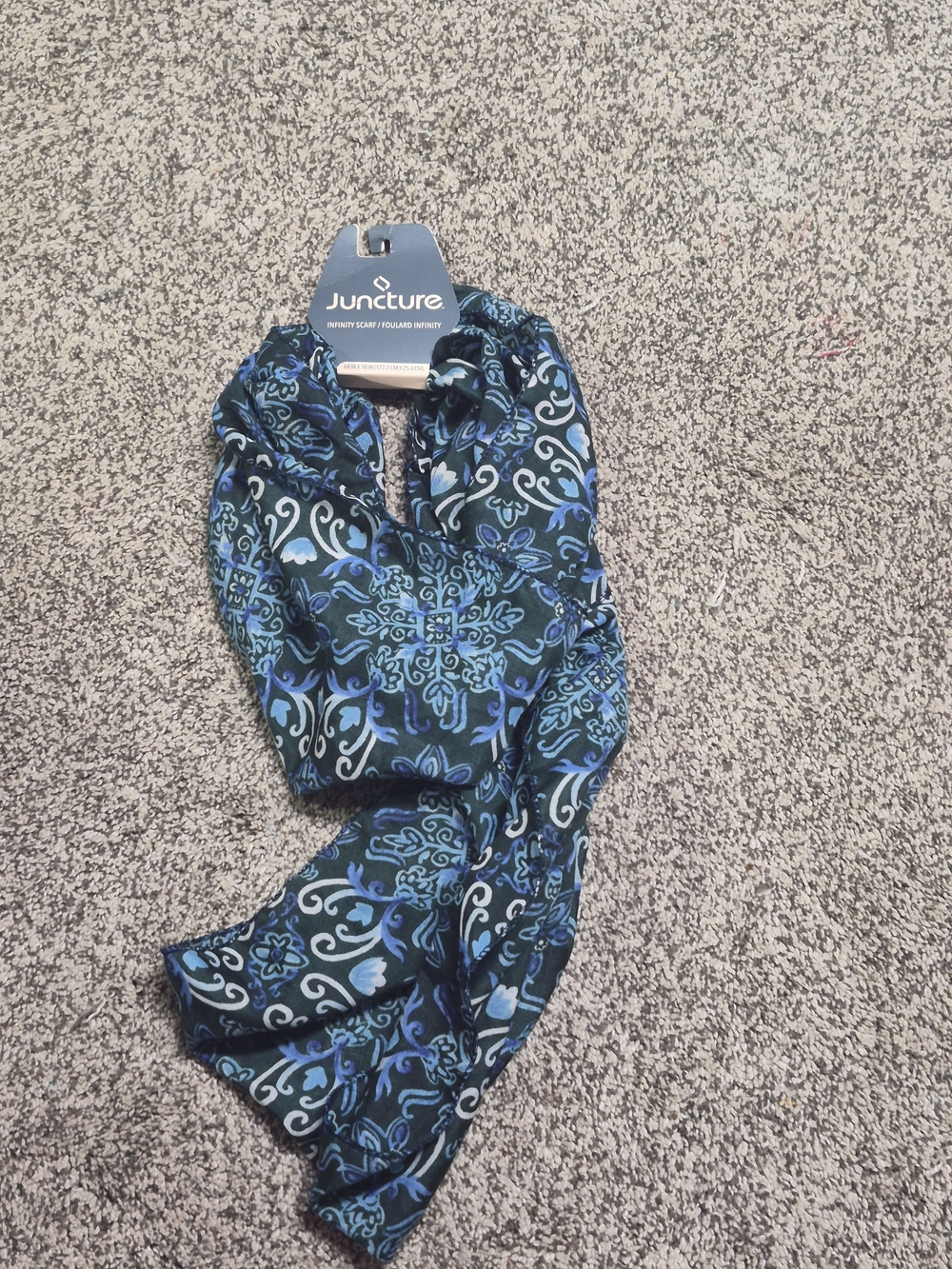 Juncture Blue & Teal Patterned Infinity Scarf
